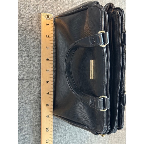 Liz Claiborne Black‎ Satchel Handbag Structured Top Handle Designer Purse - Picture 12 of 14